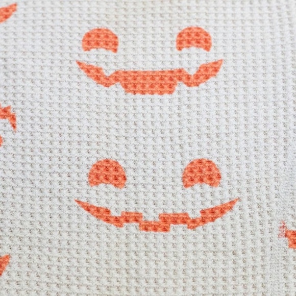 Mini Olie Waffle Knit Pumpkin One Piece Pajamas 9–12 Months Fall Halloween - Picture 5 of 6